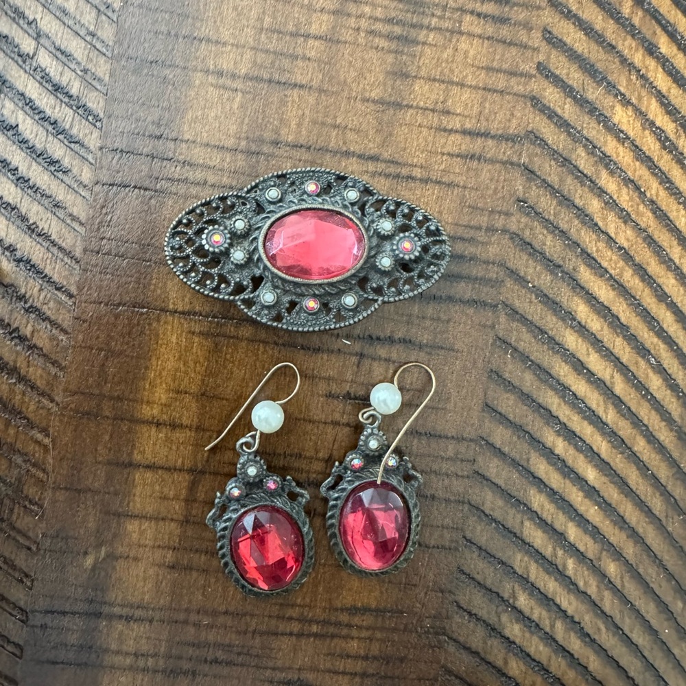 Vintage-Inspired Ruby Costume Jewelry Set